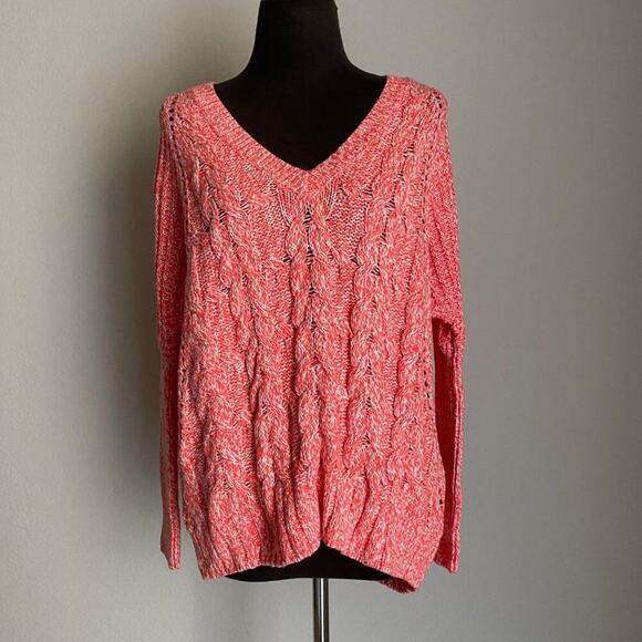 Express sz‎ XS red cotton cable knit winter sweater NWOT - Picture 1 of 9
